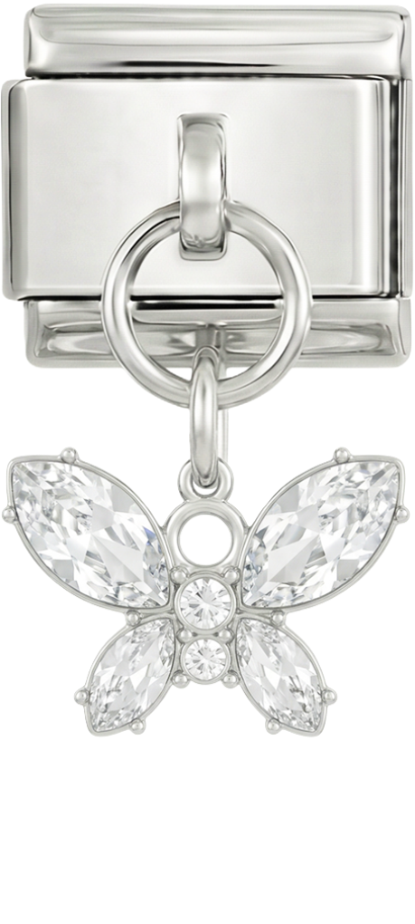 Hängender Schmetterling, auf Silber