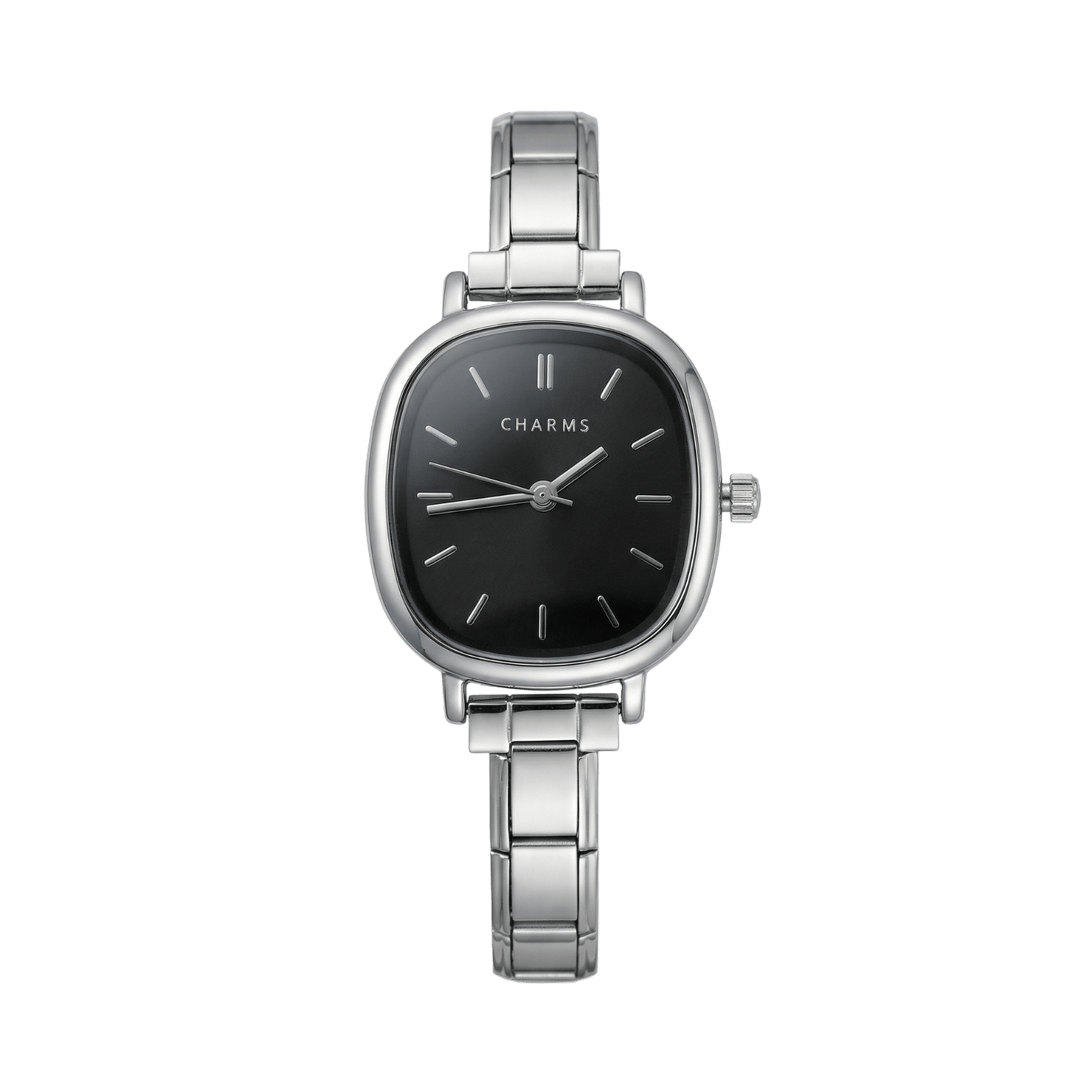 Capri-Uhr, Silber – Edition mit schwarzem Zifferblatt