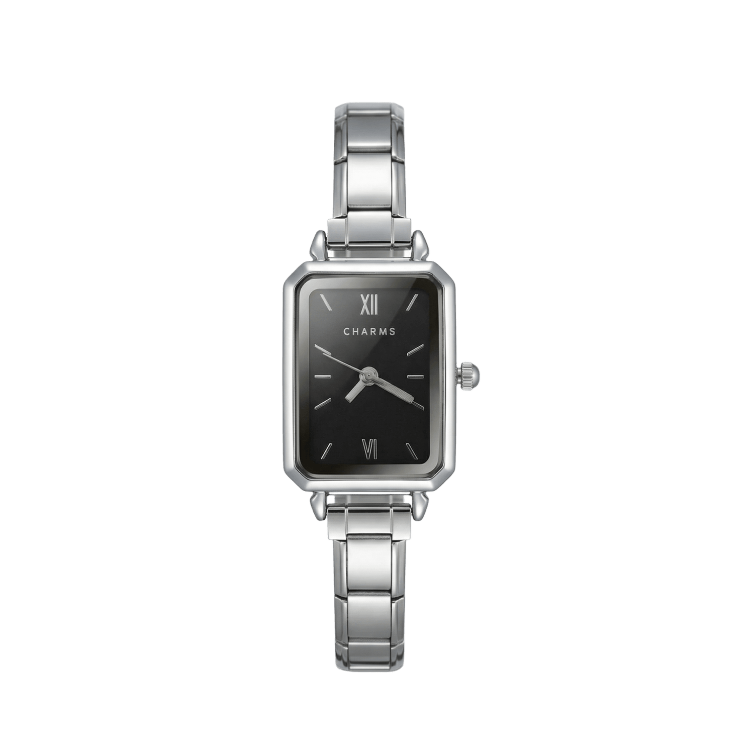 Como-Uhr, Silber – Edition mit schwarzem Zifferblatt