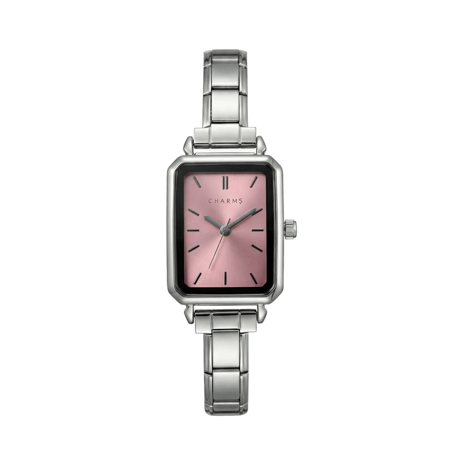 Como-Uhr, Silber – Edition mit rosafarbenem Zifferblatt