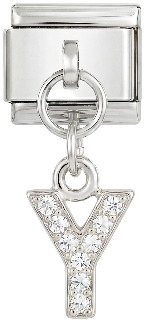 Letter Y with stones, Hanging, on Silver - Letter-Y-with-stones-hanging-on-silver.png