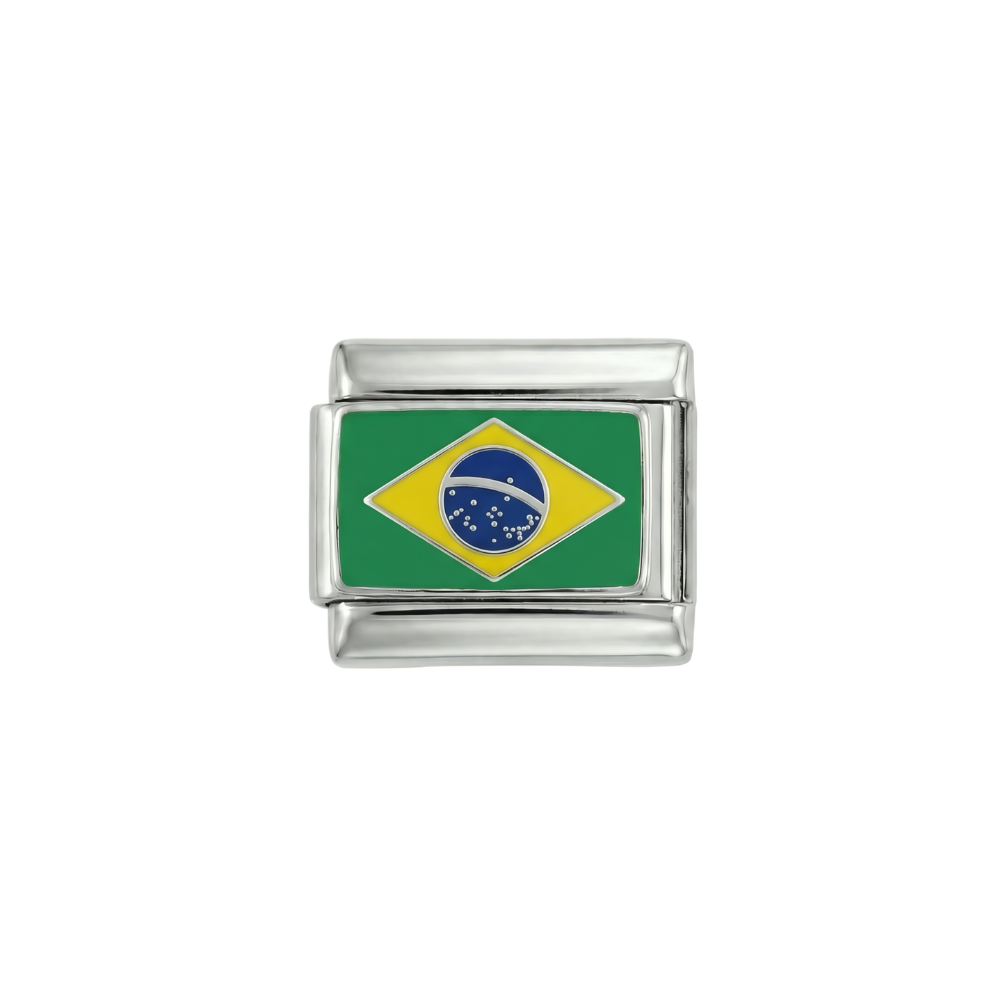 Brazil Flag, on Silver