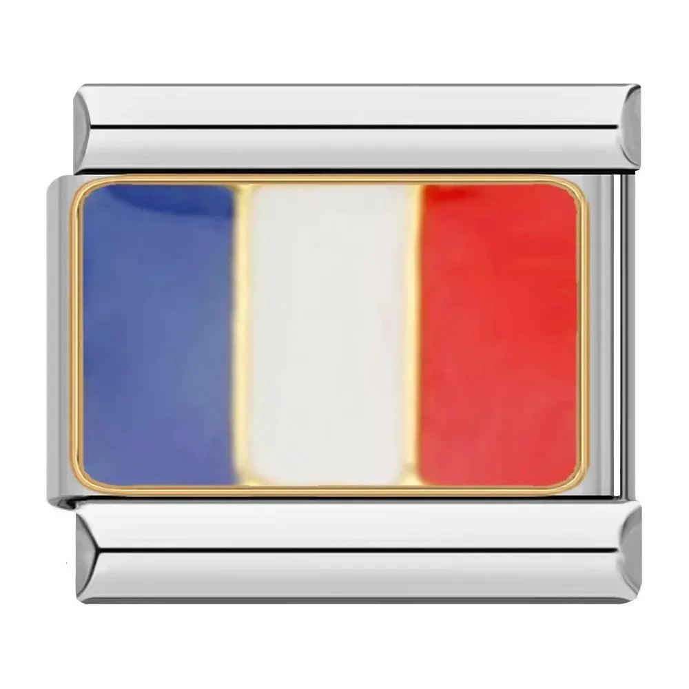 France Flag, on Silver - Charms Official