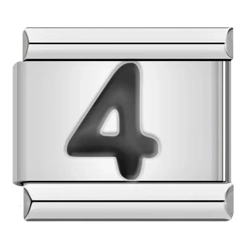 Number 4, on Silver - Charms Official
