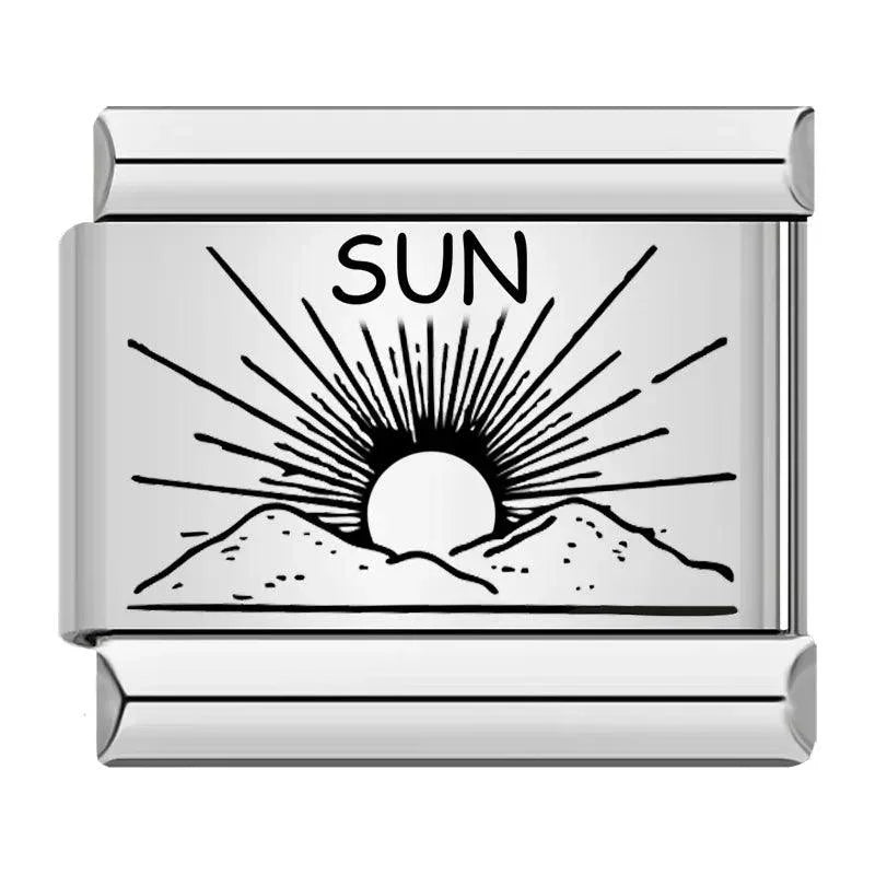 Sun in the Mountains, on Silver - Charms Official