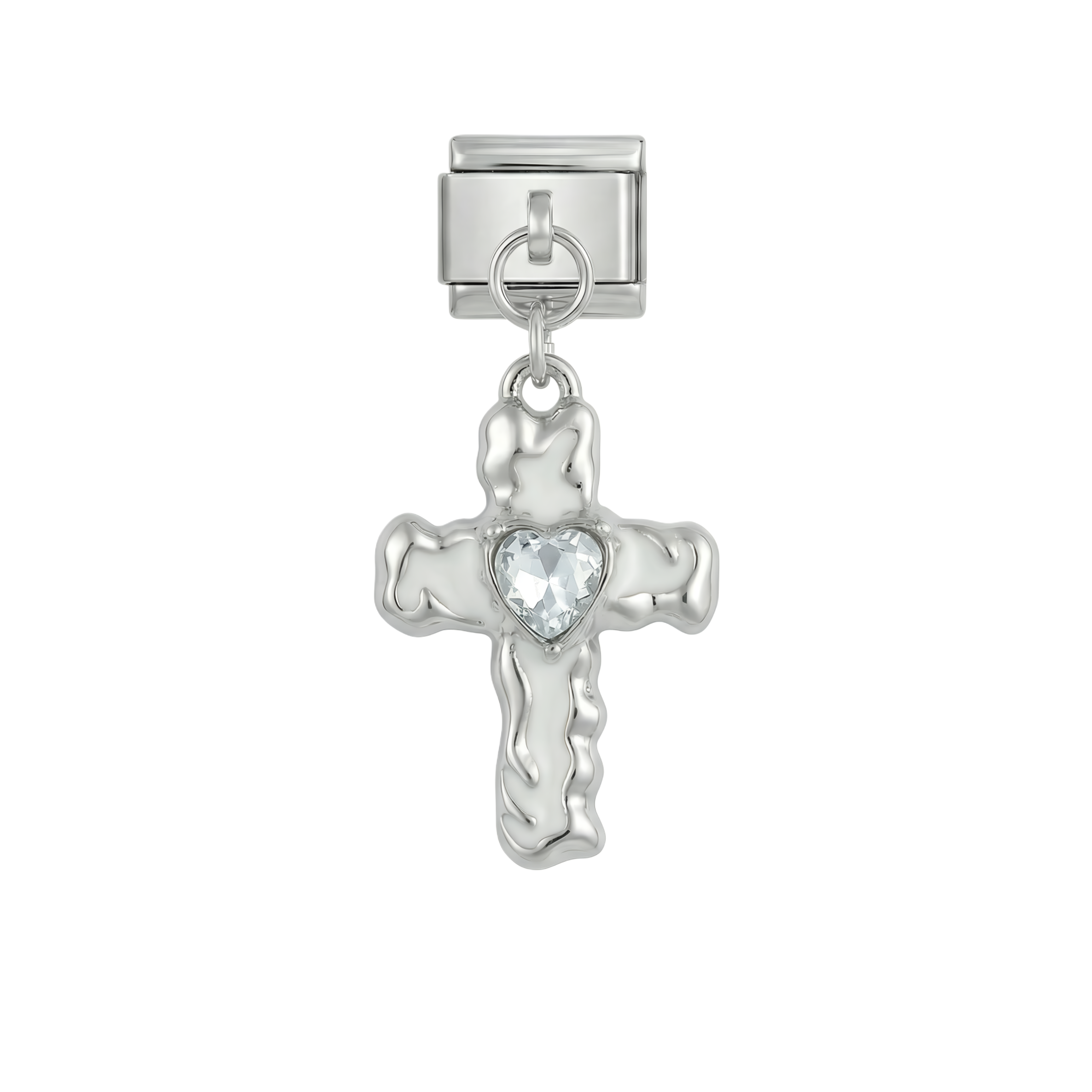 Kreuz mit Herz, auf Silber