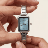 Como-Uhr, Silber – Edition mit blauem Zifferblatt