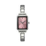 Como-Uhr, Silber – Edition mit rosafarbenem Zifferblatt