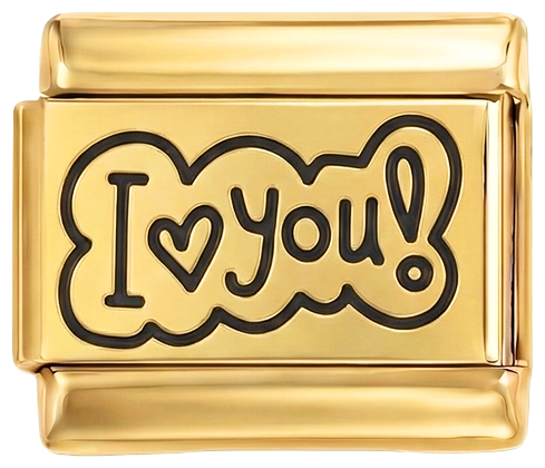 WIRD HINZUGEFÜGT - I Love You! in Schwarz in Sprechblase auf Gold