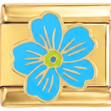 Hellblaue Blume auf Gold