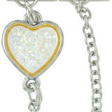 Mehrfarbiges Herz, doppelt verbundene Charms, in Silber