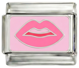 Pink-Lippen auf Silber