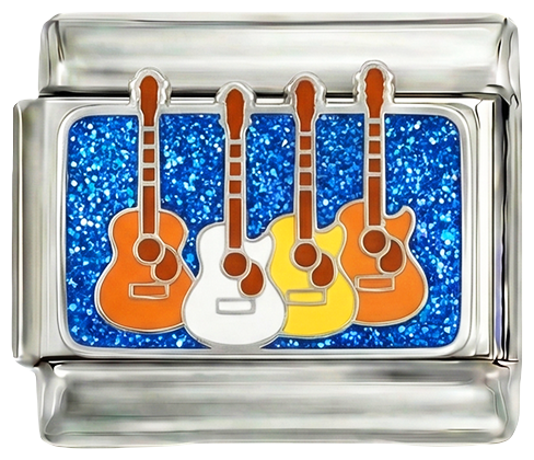 Mehrere Gitarren, auf Silber