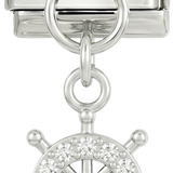 Schiffssteuerrad mit Steinen, auf Silber