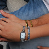 Como-Uhr, Silber – Edition mit blauem Zifferblatt