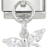 Libelle mit Kristallen, in Silber