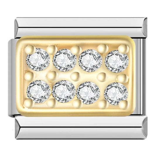 Gold Plate with White Stones - Charms Official