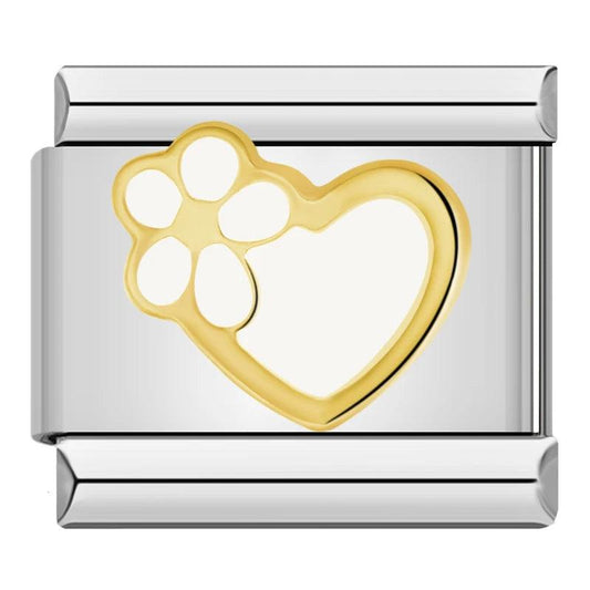 Heart and Flower, White and Gold, on Silver - Charms Official