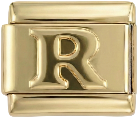 Letter R in Gold, on Gold